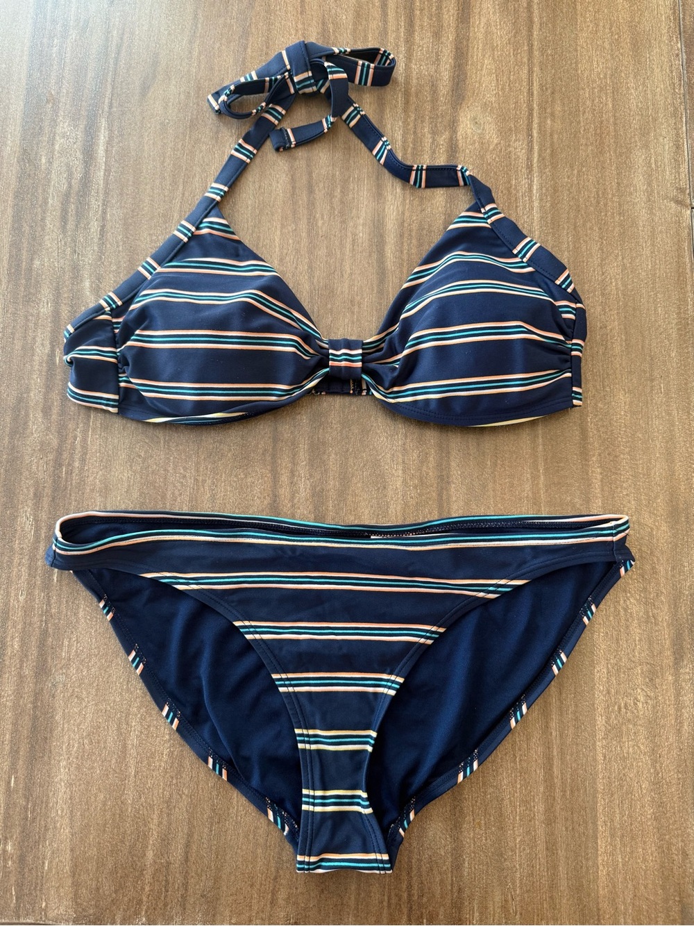 GAP BODY Navy Striped Halter Bikini Set